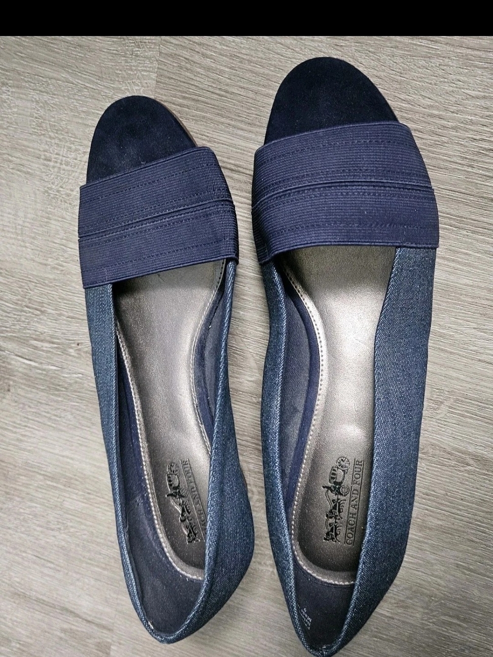 Coach and Four Brier Cork Wedge Denim Blue Slip On Comfort Shoes Women's Size 9